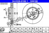 Brzdový kotouč ATE 24.0328-0106 (AT 528106) - Power Disc - MERCEDES-BENZ