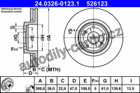 Brzdový kotouč ATE 24.0326-0123 (AT 526123) - Power Disc - RENAULT Brzdový kotouč ATE 24.0326-0123 (AT 526123) - Power Disc - RENAULT