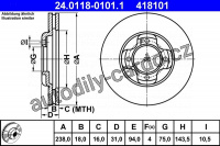 Brzdový kotouč ATE 24.0118-0101 (AT 418101) - MAZDA
