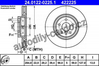 Brzdový kotouč ATE 24.0122-0225 (AT 422225) - ALFA ROMEO Brzdový kotouč ATE 24.0122-0225 (AT 422225) - ALFA ROMEO