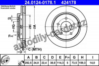 Brzdový kotouč ATE 24.0124-0178 (AT 424178) - CHRYSLER Brzdový kotouč ATE 24.0124-0178 (AT 424178) - CHRYSLER