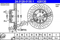 Brzdový kotouč ATE 24.0128-0130 (AT 428130) - PORSCHE Brzdový kotouč ATE 24.0128-0130 (AT 428130) - PORSCHE