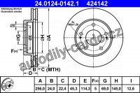 Brzdový kotouč ATE 24.0124-0142 (AT 424142) - MITSUBISHI Brzdový kotouč ATE 24.0124-0142 (AT 424142) - MITSUBISHI