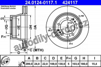 Brzdový kotouč ATE 24.0124-0117 (AT 424117) - PORSCHE Brzdový kotouč ATE 24.0124-0117 (AT 424117) - PORSCHE