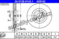 Brzdový kotouč ATE 24.0128-0143 (AT 428143) - PEUGEOT