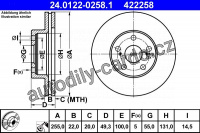 Brzdový kotouč ATE 24.0122-0258 (AT 422258) - TOYOTA Brzdový kotouč ATE 24.0122-0258 (AT 422258) - TOYOTA