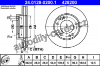Brzdový kotouč ATE 24.0128-0200 (AT 428200) - KIA Brzdový kotouč ATE 24.0128-0200 (AT 428200) - KIA