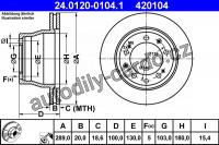 Brzdový kotouč ATE 24.0120-0104 (AT 420104) - PORSCHE Brzdový kotouč ATE 24.0120-0104 (AT 420104) - PORSCHE