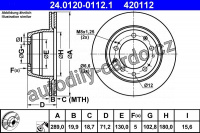 Brzdový kotouč ATE 24.0120-0112 (AT 420112) - PORSCHE