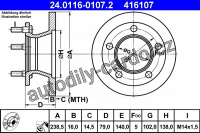 Brzdový kotouč ATE 24.0116-0107 (AT 416107) - MERCEDES-BENZ Brzdový kotouč ATE 24.0116-0107 (AT 416107) - MERCEDES-BENZ