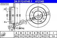 Brzdový kotouč ATE 24.0112-0145 (AT 412145) - ISUZU Brzdový kotouč ATE 24.0112-0145 (AT 412145) - ISUZU