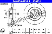 Brzdový kotouč ATE 24.0130-0231 (AT 430231) Brzdový kotouč ATE 24.0130-0231 (AT 430231)