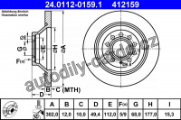 Brzdový kotouč ATE 24.0112-0159 (AT 412159) - AUDI Brzdový kotouč ATE 24.0112-0159 (AT 412159) - AUDI