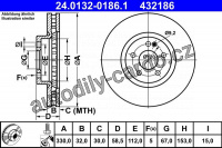 Brzdový kotouč ATE 24.0132-0186 (AT 432186) - MERCEDES-BENZ