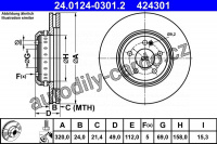 Brzdový kotouč ATE 24.0124-0301 (AT 424301) Brzdový kotouč ATE 24.0124-0301 (AT 424301)