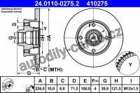 Brzdový kotouč ATE 24.0110-0275 (AT 410275) - SEAT, VW Brzdový kotouč ATE 24.0110-0275 (AT 410275) - SEAT, VW