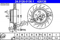 Brzdový kotouč ATE 24.0126-0136 (AT 426136) - MERCEDES-BENZ Brzdový kotouč ATE 24.0126-0136 (AT 426136) - MERCEDES-BENZ