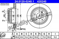 Brzdový kotouč ATE 24.0120-0240 (AT 420240) Brzdový kotouč ATE 24.0120-0240 (AT 420240)