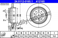 Brzdový kotouč ATE 24.0112-0165 (AT 412165) - VOLVO Brzdový kotouč ATE 24.0112-0165 (AT 412165) - VOLVO