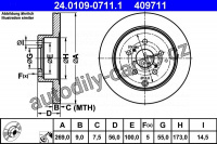 Brzdový kotouč ATE 24.0109-0711 (AT 409711) - TOYOTA Brzdový kotouč ATE 24.0109-0711 (AT 409711) - TOYOTA