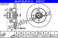 Brzdový kotouč ATE 24.0110-0111 (AT 410111) - SEAT, VW
