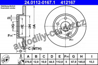 Brzdový kotouč ATE 24.0112-0167 (AT 412167) - MERCEDES-BENZ Brzdový kotouč ATE 24.0112-0167 (AT 412167) - MERCEDES-BENZ