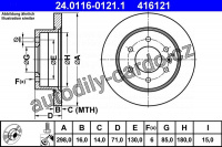 Brzdový kotouč ATE 24.0116-0121 (AT 416121) - MERCEDES-BENZ Brzdový kotouč ATE 24.0116-0121 (AT 416121) - MERCEDES-BENZ