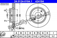 Brzdový kotouč ATE 24.0124-0184 (AT 424184) - HYUNDAI Brzdový kotouč ATE 24.0124-0184 (AT 424184) - HYUNDAI