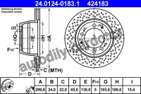 Brzdový kotouč ATE 24.0124-0183 (AT 424183) - PORSCHE Brzdový kotouč ATE 24.0124-0183 (AT 424183) - PORSCHE
