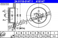 Brzdový kotouč ATE 24.0118-0147 (AT 418147) Brzdový kotouč ATE 24.0118-0147 (AT 418147)
