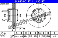 Brzdový kotouč ATE 24.0130-0117 (AT 430117) - BMW Brzdový kotouč ATE 24.0130-0117 (AT 430117) - BMW