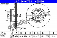 Brzdový kotouč ATE 24.0130-0176 (AT 430176) - AUDI Brzdový kotouč ATE 24.0130-0176 (AT 430176) - AUDI