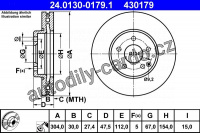 Brzdový kotouč ATE 24.0130-0179 (AT 430179) - MERCEDES-BENZ Brzdový kotouč ATE 24.0130-0179 (AT 430179) - MERCEDES-BENZ
