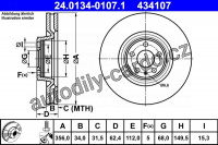 Brzdový kotouč ATE 24.0134-0107 (AT 434107) Brzdový kotouč ATE 24.0134-0107 (AT 434107)