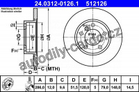 Brzdový kotouč ATE 24.0312-0126 (AT 512126) - Power Disc - BMW Brzdový kotouč ATE 24.0312-0126 (AT 512126) - Power Disc - BMW