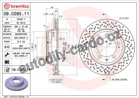 Brzdový kotouč BREMBO 09.C085.11 - PORSCHE