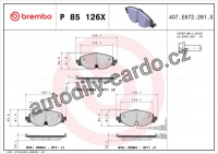 Sada brzdových destiček BREMBO P85126X - AUDI, SEAT, ŠKODA, VW
