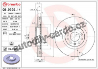 Brzdový kotouč BREMBO 09.9399.11 - FIAT