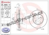 Brzdový kotouč BREMBO 09.A865.14 - TOYOTA