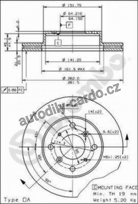Brzdový kotouč BREMBO 09.5011.10 - ACURA Brzdový kotouč BREMBO 09.5011.10 - ACURA
