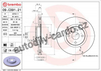 Brzdový kotouč BREMBO 09.C391.21 - ABARTH, FIAT, MAZDA
