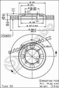 Brzdový kotouč BREMBO 09.5537.10 - MITSUBISHI Brzdový kotouč BREMBO 09.5537.10 - MITSUBISHI