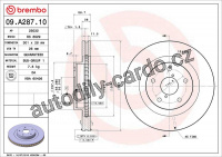 Brzdový kotouč BREMBO 09.A287.10 - SUBARU Brzdový kotouč BREMBO 09.A287.10 - SUBARU