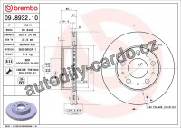 Brzdový kotouč BREMBO 09.8932.10 - CITROËN, FIAT, PEUGEOT Brzdový kotouč BREMBO 09.8932.10 - CITROËN, FIAT, PEUGEOT