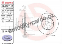 Brzdový kotouč BREMBO 09.A707.10 - TOYOTA