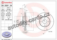 Brzdový kotouč BREMBO 09.5581.34 - MAZDA Brzdový kotouč BREMBO 09.5581.34 - MAZDA