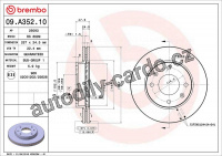 Brzdový kotouč BREMBO 09.A352.10 - HYUNDAI Brzdový kotouč BREMBO 09.A352.10 - HYUNDAI