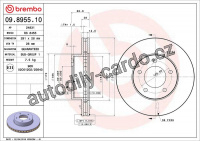 Brzdový kotouč BREMBO 09.8955.10 - JAGUAR