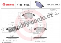 Sada brzdových destiček BREMBO P85146X - AUDI, SEAT, ŠKODA, VW