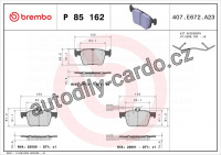 Sada brzdových destiček BREMBO P85162 - AUDI
